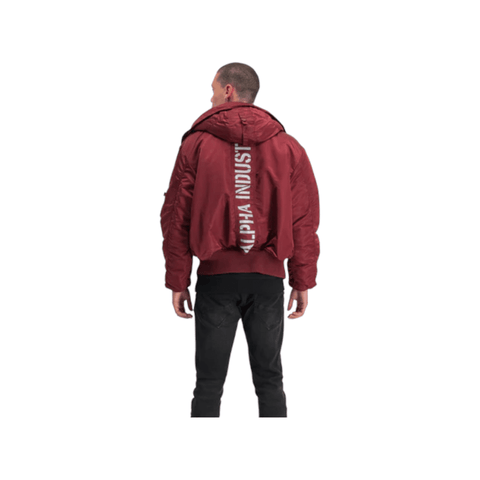Alpha Industries 45/P Hooded Bomber Jacket Fur Burgandy