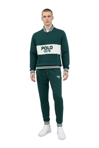 Polo Tracksuit Mens Sew & Cut Sweat Top & Jogger Green
