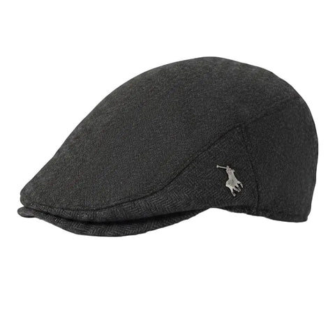 Polo Cap Newspaper Boy Herringbone Ivy Black