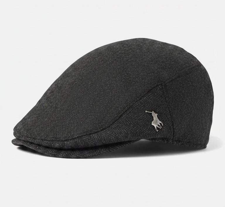 Polo Cap Newspaper Boy Herringbone Ivy Black