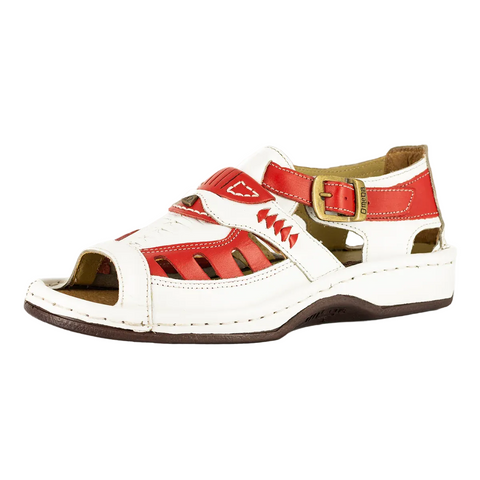 Omega Duna Soft Saddle White and Red Sandals