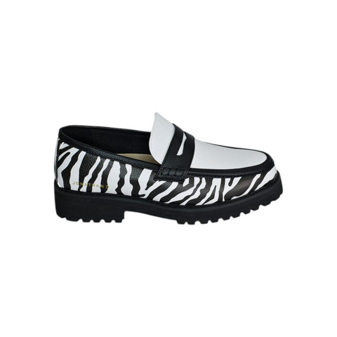 Jonathan D Penny Moc Pu Zebra Print Black/White