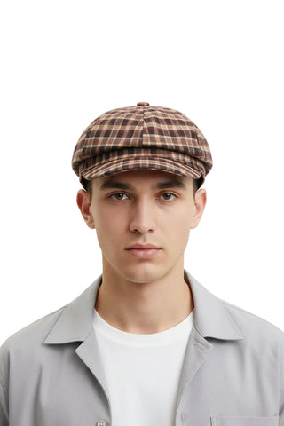 Jonathan D Gino Plaid Newspaper Cap – Vintage Brown Multi