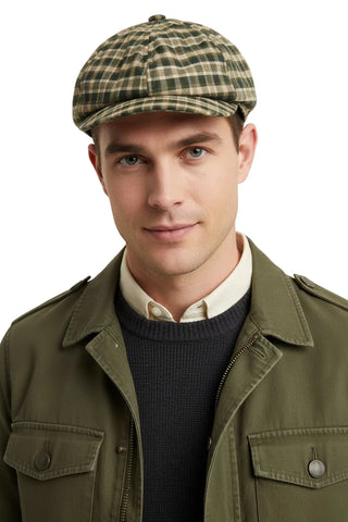 Jonathan D Gino Plaid Newspaper Cap – Vintage Forest Green