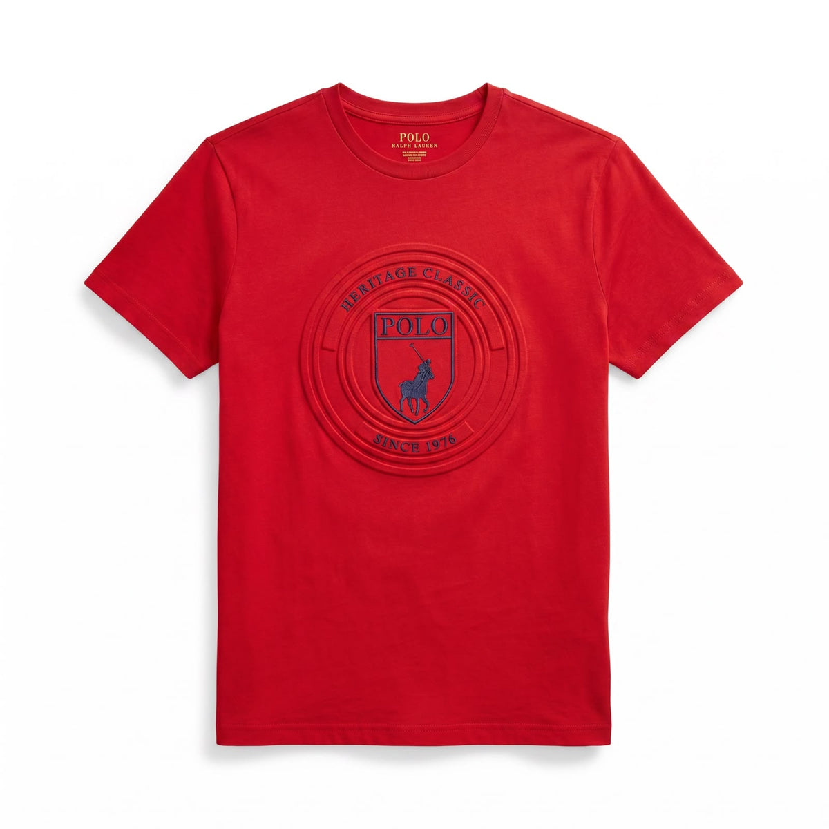 Polo T-Shirt Embossed Crest Red