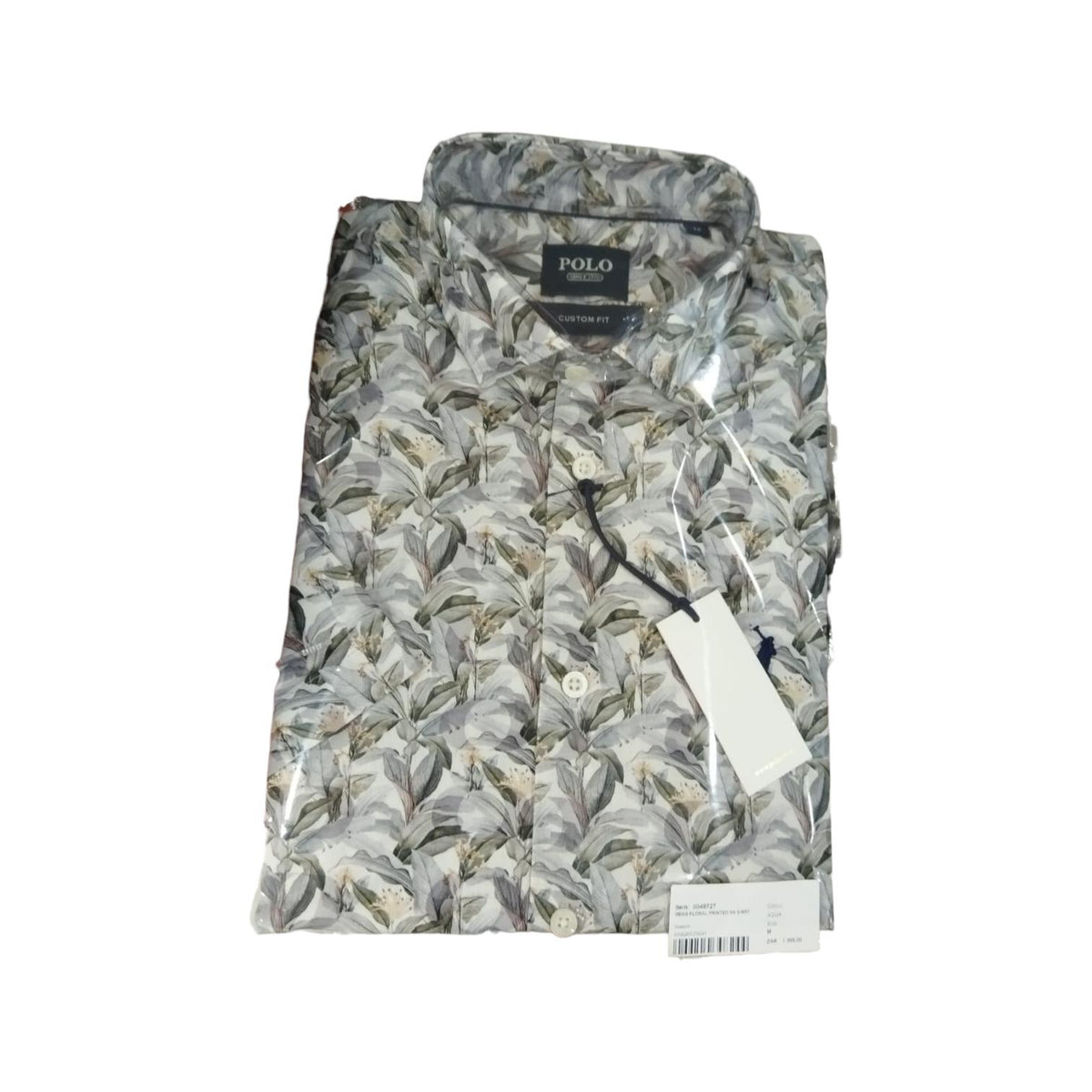 Polo Shirt Mens Short-Sleeve Floral Printed Aqua