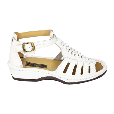 Omega Fassie White Leather Soft Saddle Sandals