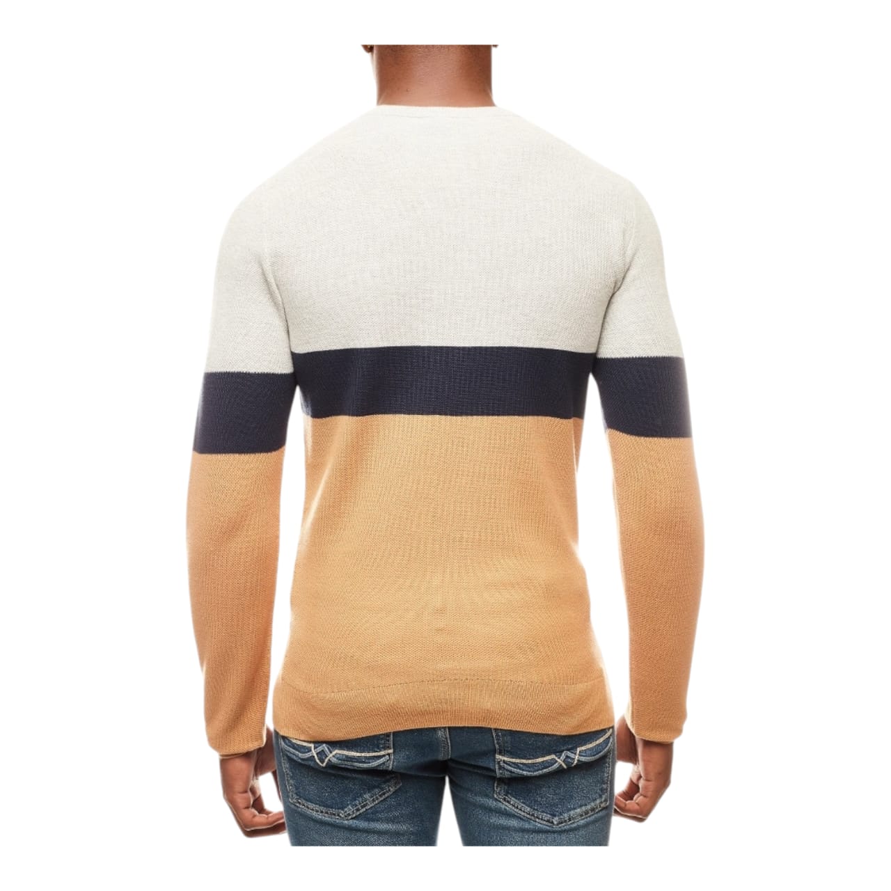 Polo Textured Stripe Jersey - Camel & Charcoal