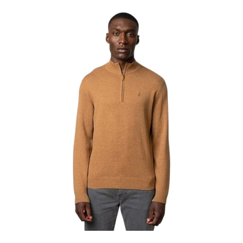 Polo Knitwear 1/4 Zip Funnel Neck Camel