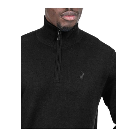 Polo Knitwear 1/4 Zip Funnel Neck Black