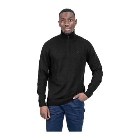 Polo Knitwear 1/4 Zip Funnel Neck Black