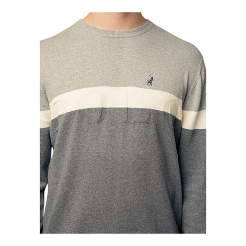 Polo Knitwear Colour Block Grey Melange