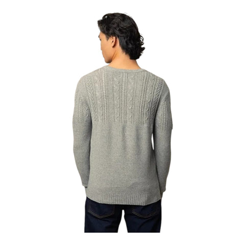 Mens Cable Long Sleeve Knitwear - Charcoal