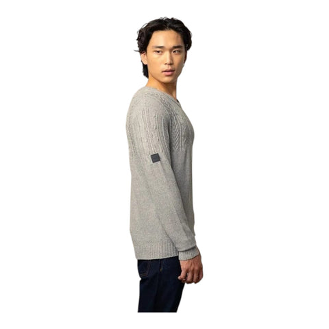 Mens Cable Long Sleeve Knitwear - Charcoal