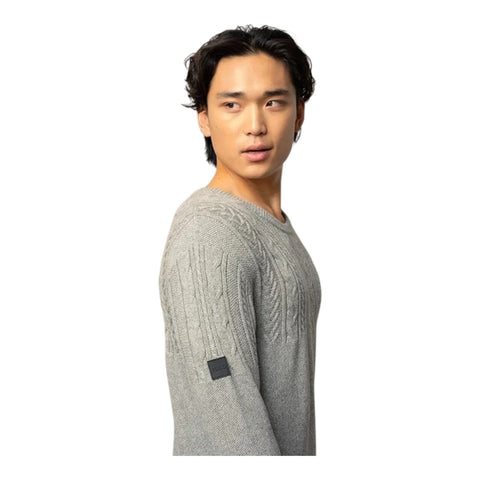 Mens Cable Long Sleeve Knitwear - Charcoal