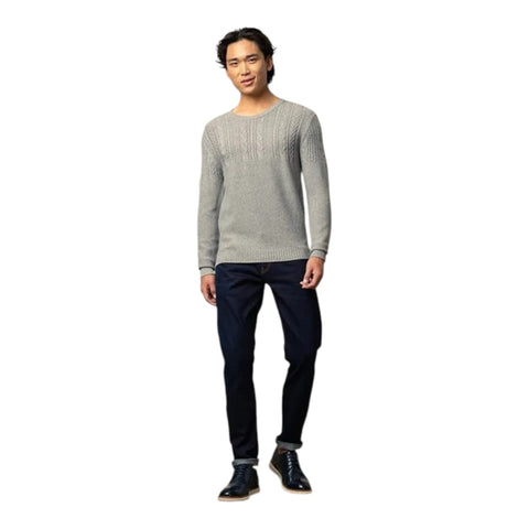Mens Cable Long Sleeve Knitwear - Charcoal