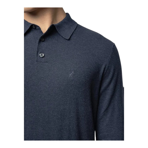 Polo Long Sleeve Fine Knit Golfer - Navy