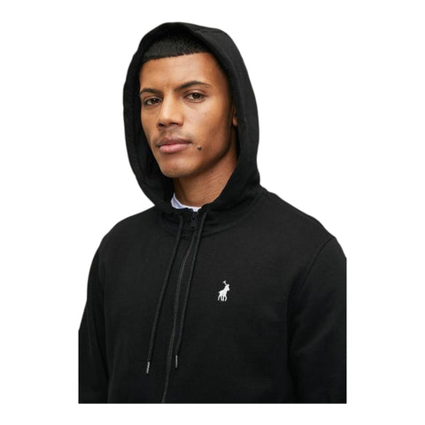 Polo Sweater Sport Hooded Zip Black