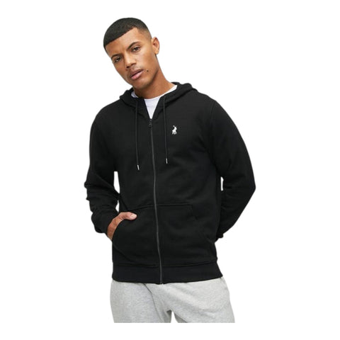 Polo Sweater Sport Hooded Zip Black