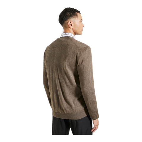 Polo Long Sleeve Plain  Cardigan - Chocolate