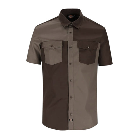 Dickies Short Sleeve Brooklyn Two Tone Shirt Choc/Taupe