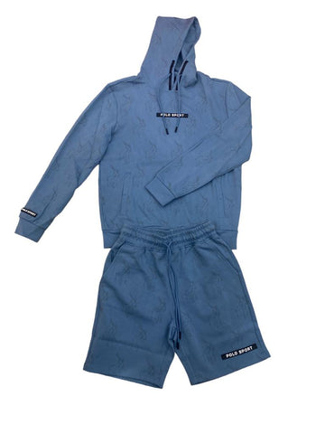 Polo Sweater Shorts Set Sport Printed