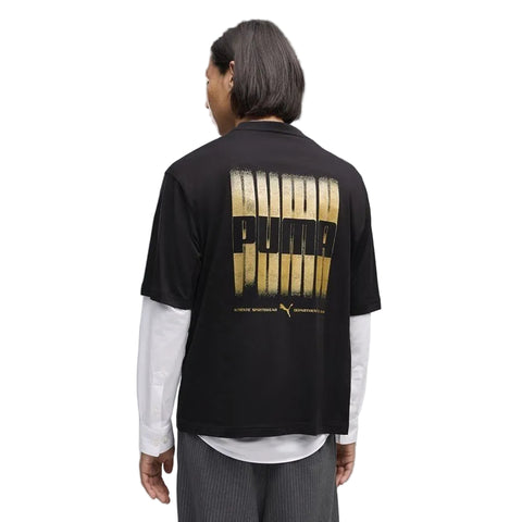 Puma T-Shirt Graphics Boxy Foil Black/Gold