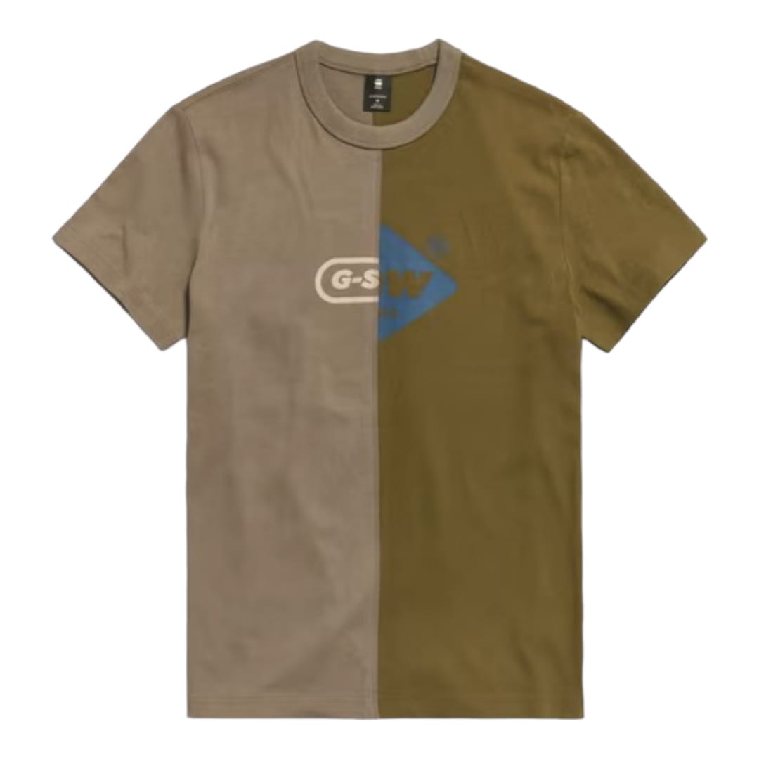G Star T-Shirt Cut & Sew Graphic Olive/Taupe