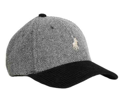 The Polo Heritage Herringbone & Corduroy Cap Black