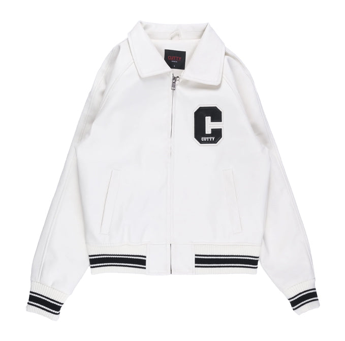 Cutty College Varsity Harrington Jacket – Ice White