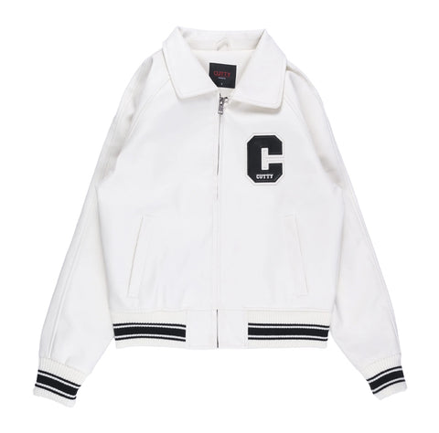 Cutty College Varsity Harrington Jacket – Ice White