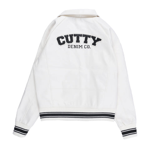 Cutty College Varsity Harrington Jacket – Ice White