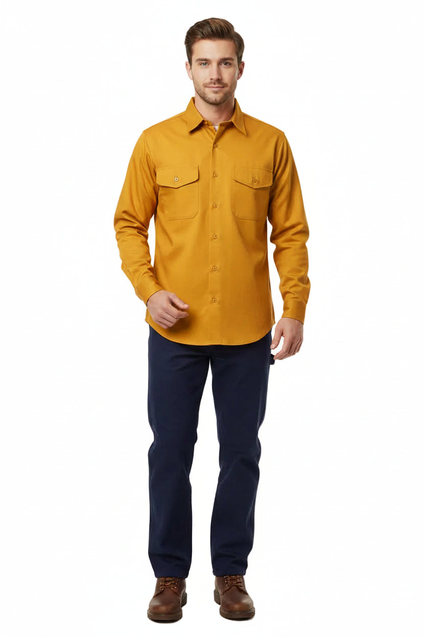 Dickies Men's Long Sleeve Work Shirt – Mustard Yellow