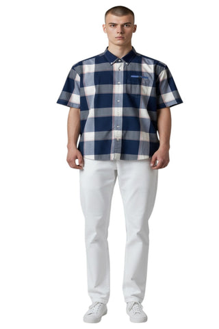 Jonathan D Button Up Shirt Steer Navy/White