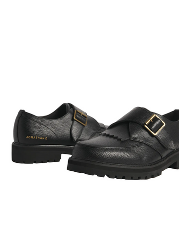 Jonathan D Tanner Buckle Black Mens Loafers