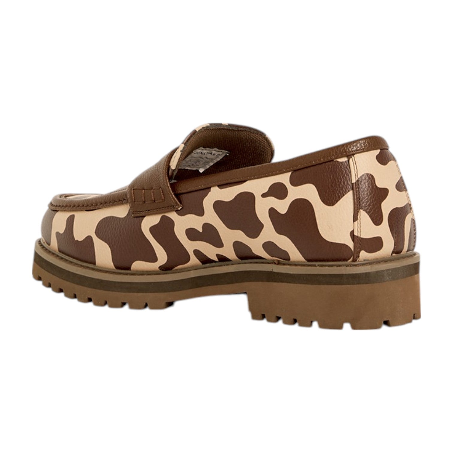 Jonathan D Penny Moc PU Cow Print - Brown