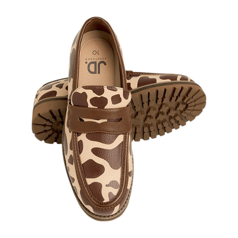Jonathan D Penny Moc Pu Cow Print Brown