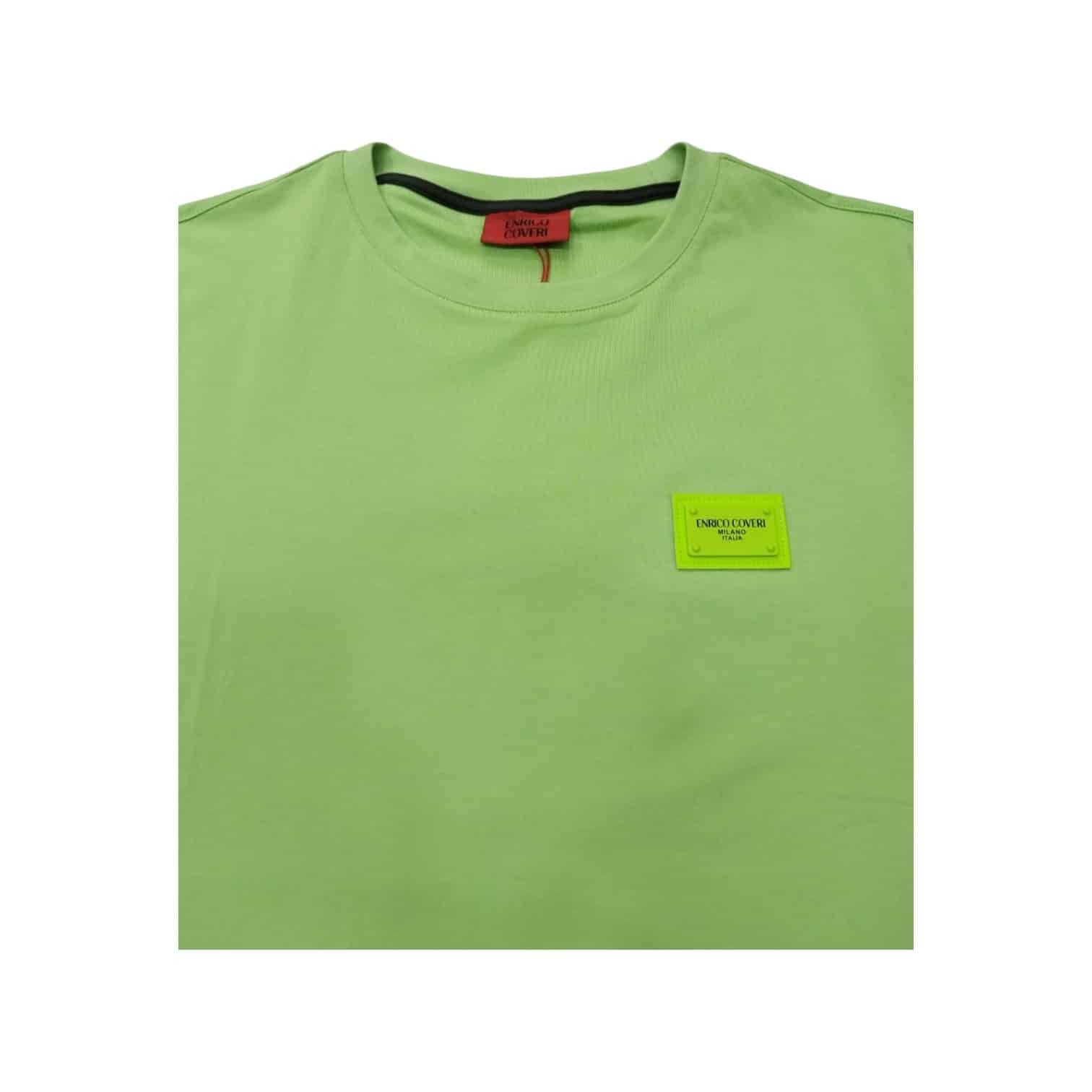 Enrico Coveri T-Shirt Small Chest Logo Lime Green