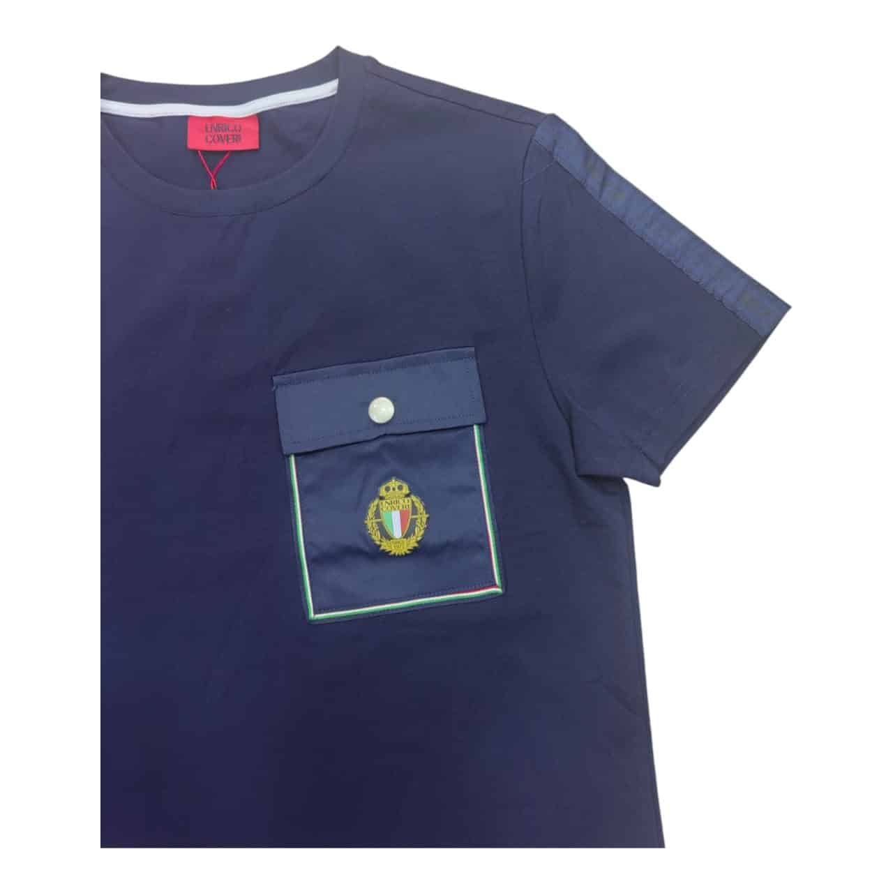 Enrico Coveri T-shirt Button Pocket Logo Navy
