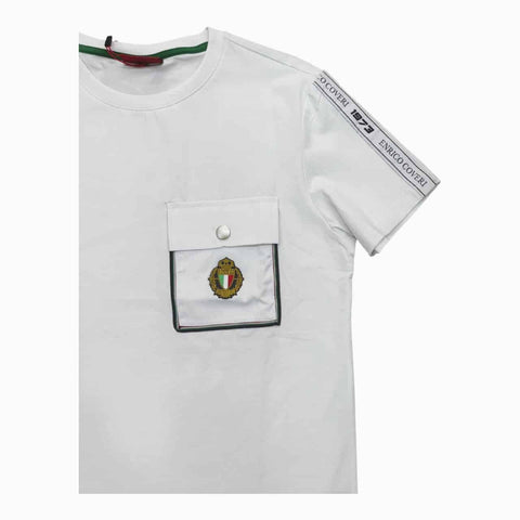 Enrico Coveri T-shirt Button Pocket Logo White