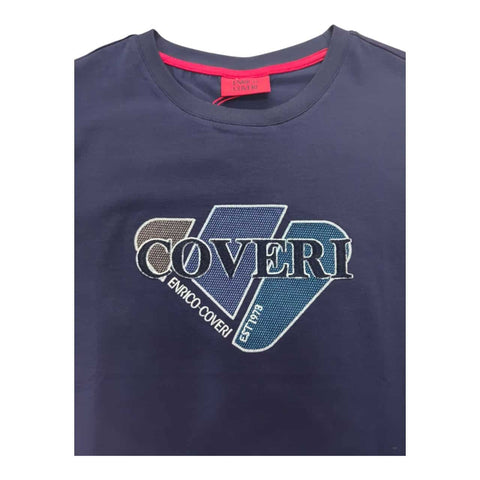Enrico Coveri T-shirt Center Stitched Logo Navy