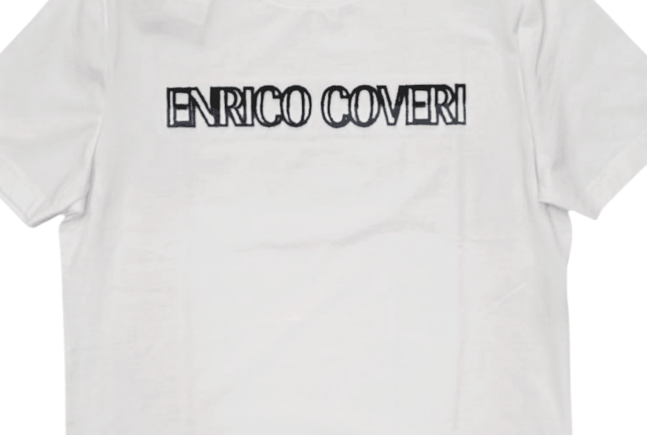 Enrico Coveri 3D Stitch Logo T-Shirt White/Blue