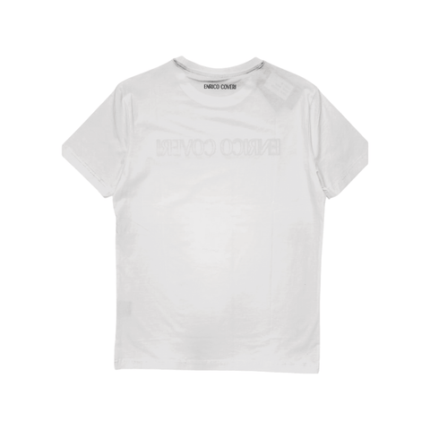 Enrico Coveri 3D Stitch Logo T-Shirt White/Blue