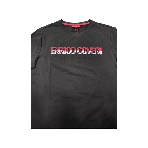 Enrico Coveri 3D Stitch Logo T-Shirt Black/Red