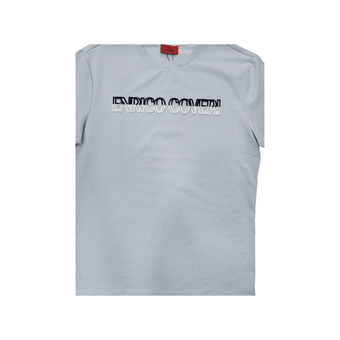 Enrico Coveri 3D Stitch Logo T-Shirt Light Blue/White