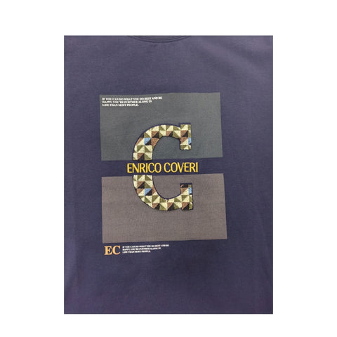 Enrico Coveri T-shirt Geometric Center Logo Navy