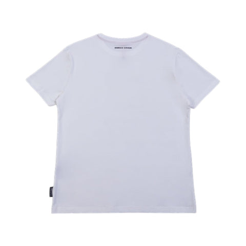 Enrico Coveri V-Neck T-shirt Mini Block Logo White