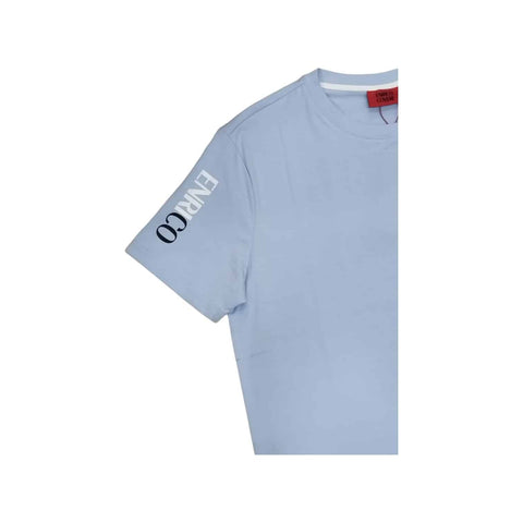 Enrico Coveri T-shirt Side Logo Print Light Blue