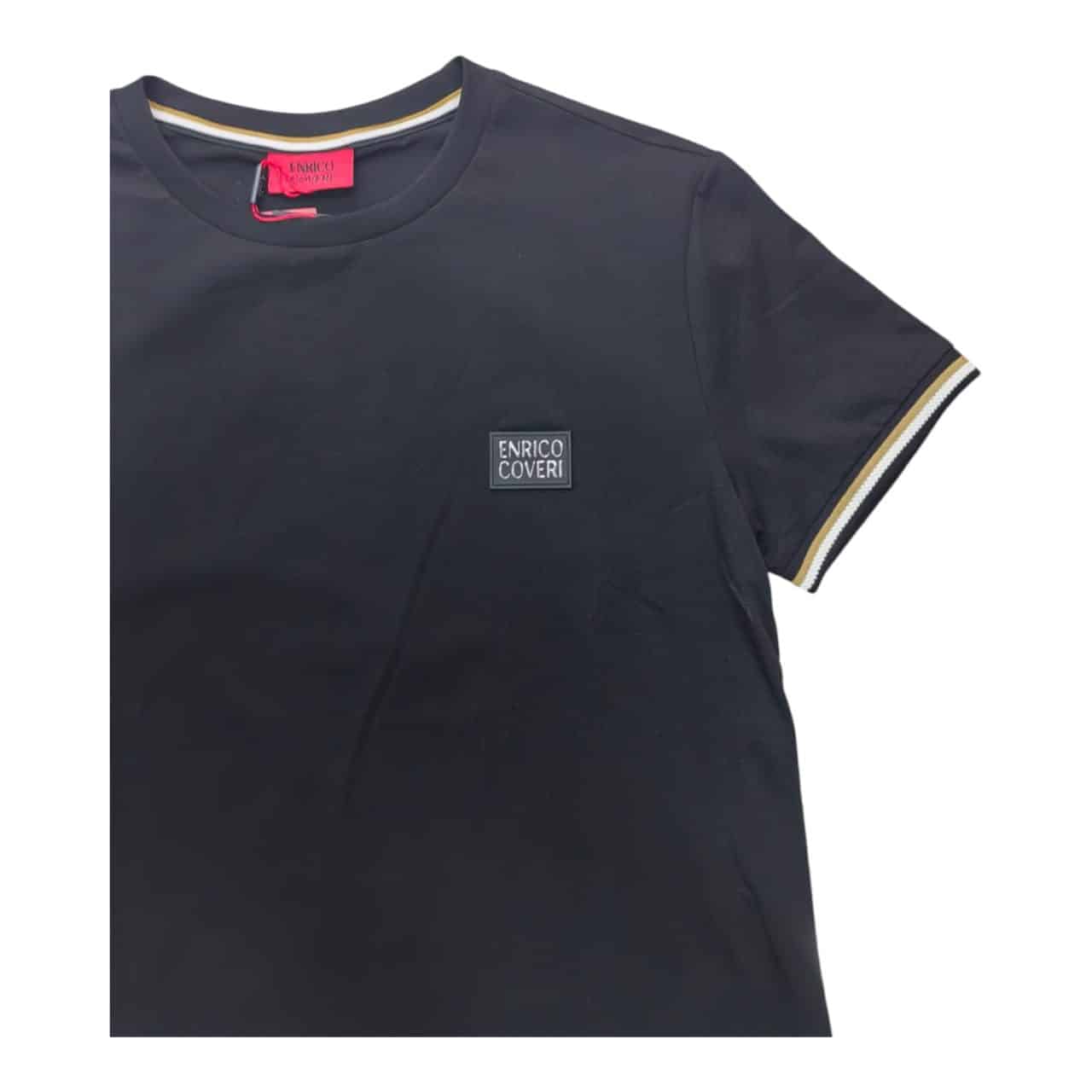 Enrico Coveri T-shirt Striped Sleeve Black