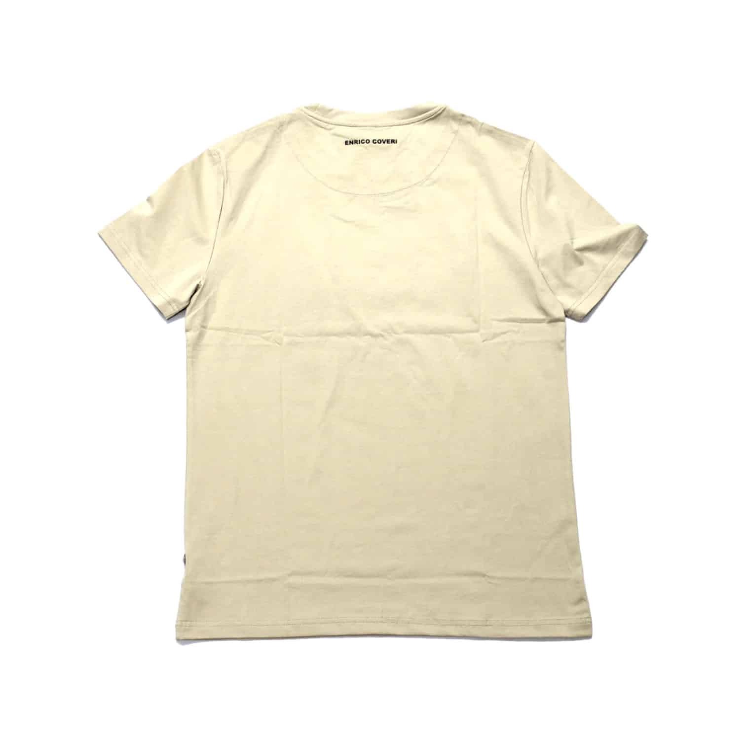 Enrico Coveri Crew 3D Print Logo T-Shirt Khaki/Red